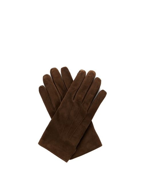 Lanvin Wool and cashmere-blend lined suede gloves