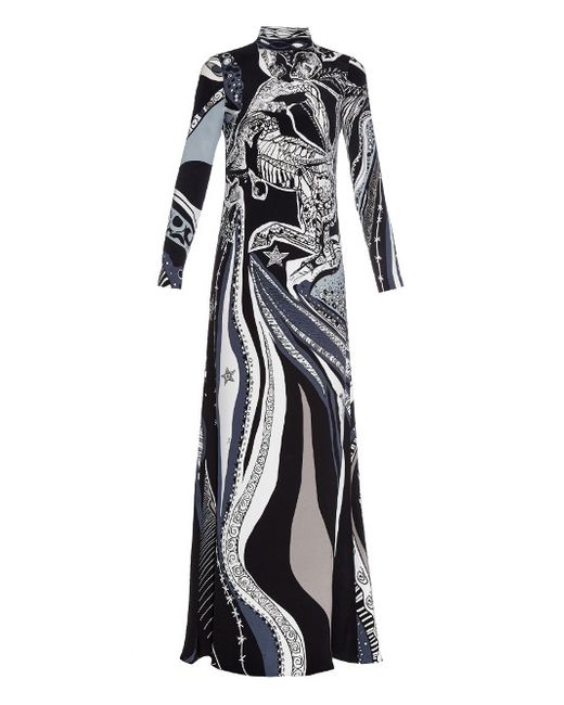 Emilio Pucci Sagittarius-print high-neck silk gown