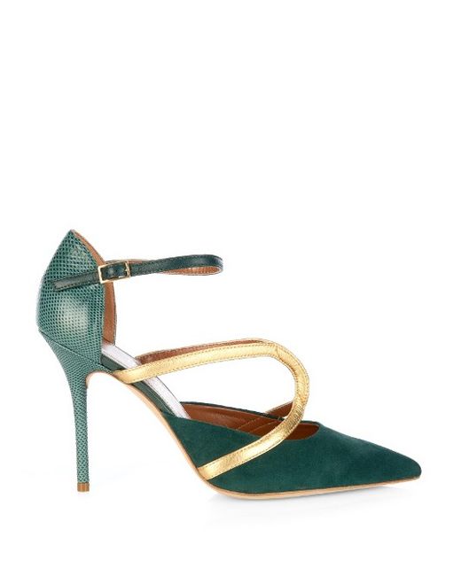 Malone Souliers Veronica snakeskin suede and leather pumps