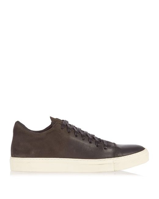 John Varvatos Reed burnished-leather low-top trainers