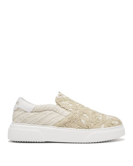By Walid 19th Century Lace Panelled Slip On Trainers