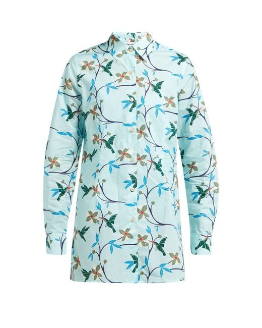 Thorsun Georgie Hummingbird Print Cotton Poplin Shirt