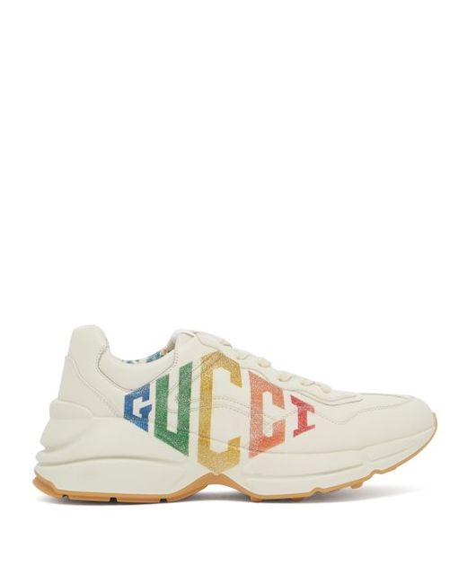 Gucci Rhyton Logo Low Top Leather Trainers