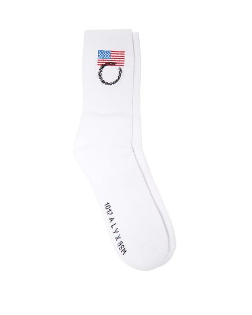 1017 Alyx 9Sm American Flag Embroidered Stretch Cotton Socks