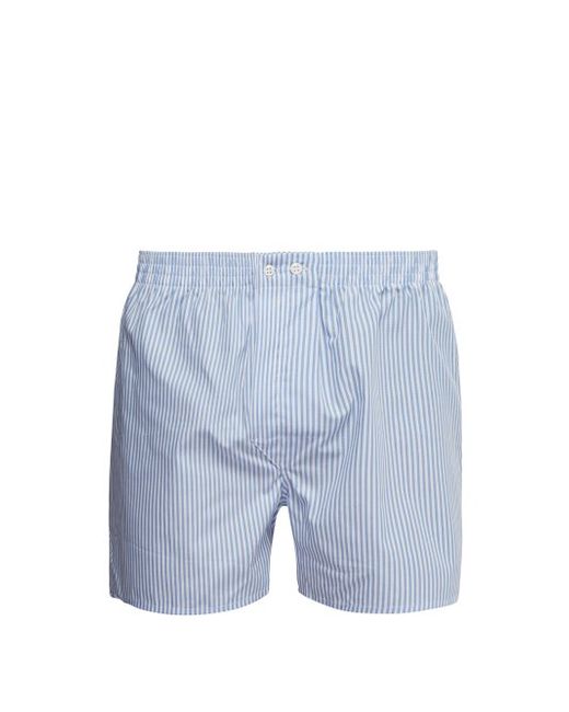 Derek Rose Candy-striped Cotton-poplin Boxer Shorts