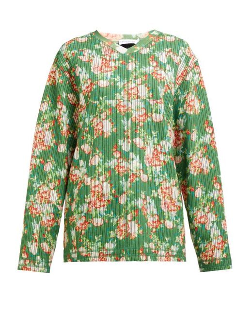 Craig Green Floral Print V Neck Striped Jacquard Sweatshirt