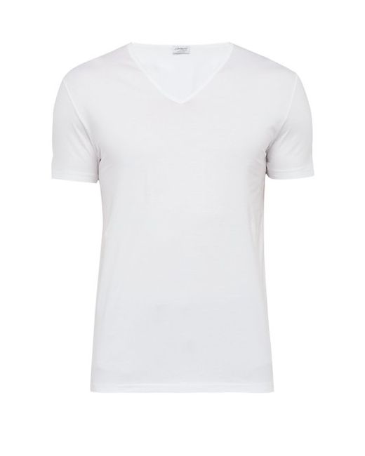 Zimmerli Pure Comfort V-neck Cotton-blend T-shirt