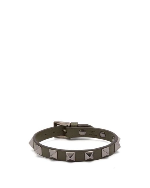 Valentino Rockstud Embellished Leather Bracelet