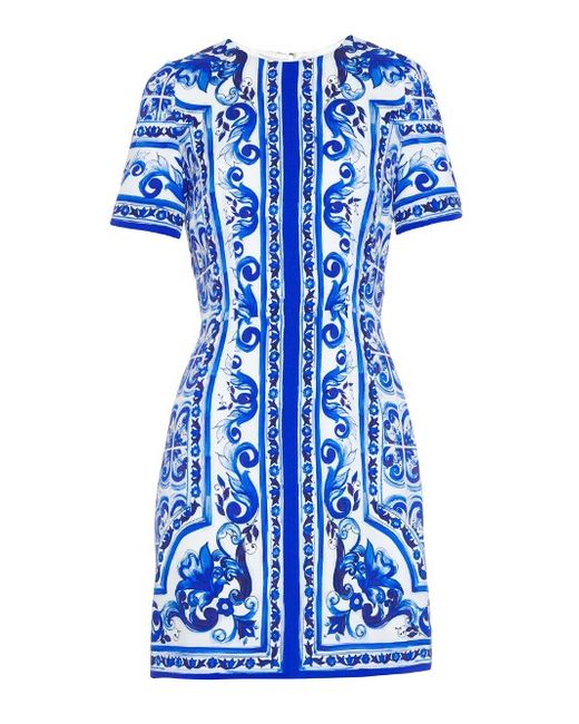 Dolce & Gabbana Majolica-print stretch-silk dress