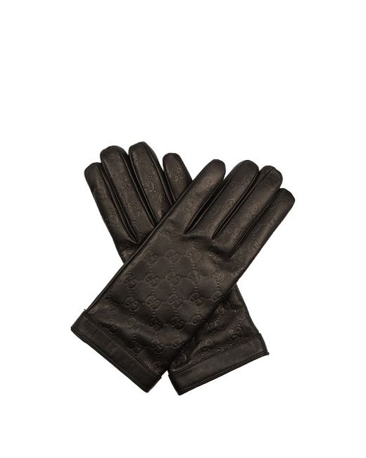 Gucci Signature leather GG debossed gloves