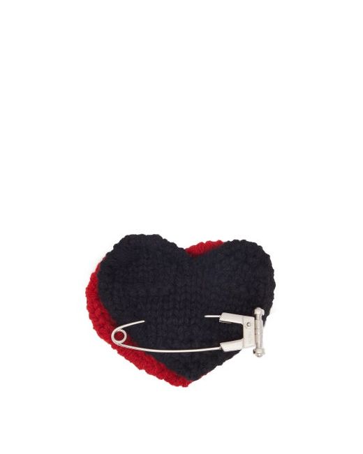 Prada Heart Safety Pin Wool Brooch