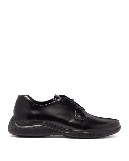 Prada Rubber Sole Leather Derby Shoes