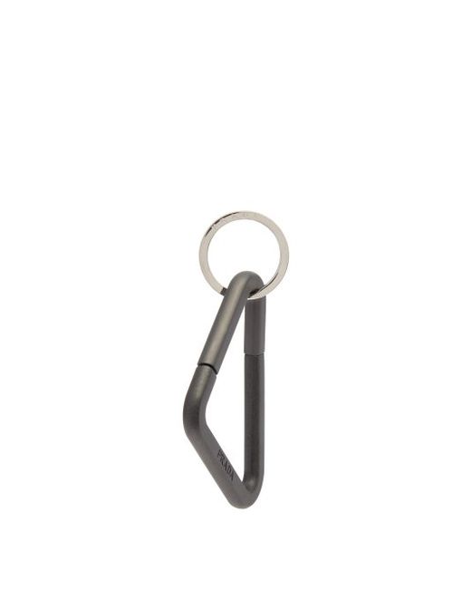 Prada Conceptual Triangle Logo Engraved Metal Key Ring