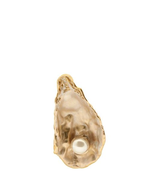 Burberry Faux Gold Plated Oyster Brooch