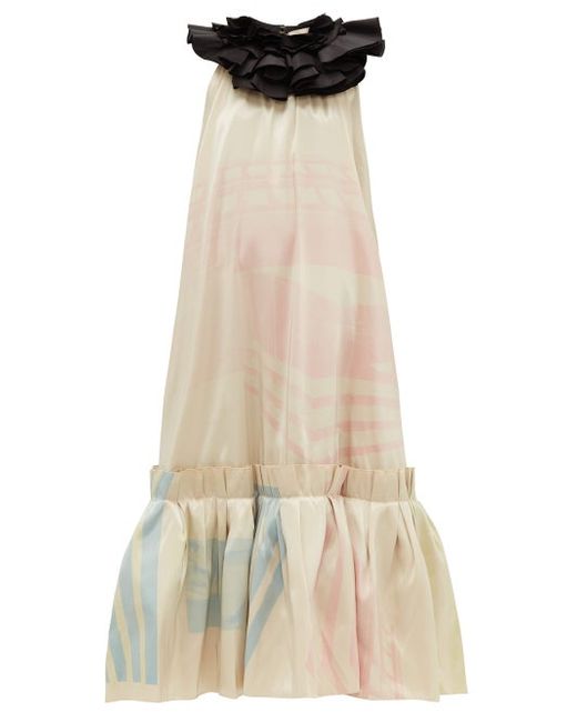 Roksanda Claudie Ruffled Abstract Print Gown