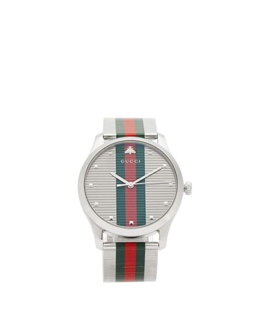 Gucci G Timeless Web Stripe Stainless Steel Watch