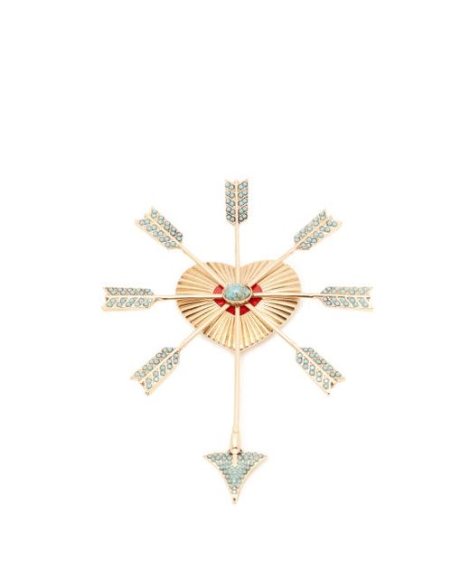 Etro Stone Embellished Heart And Arrow Brooch