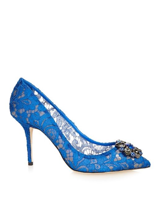 Dolce & Gabbana Crystal-embellished lace pumps