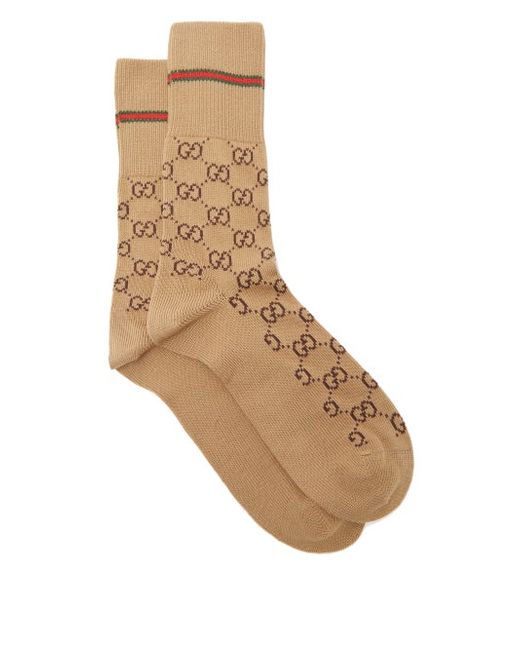 Gucci Gg Supreme Intarsia Cotton Blend Socks