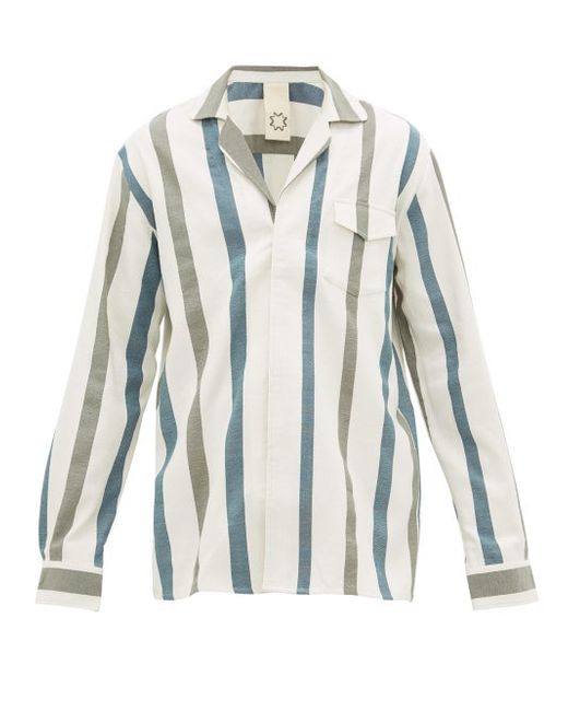 Marrakshi Life Striped Cotton Blend Pyjama Shirt