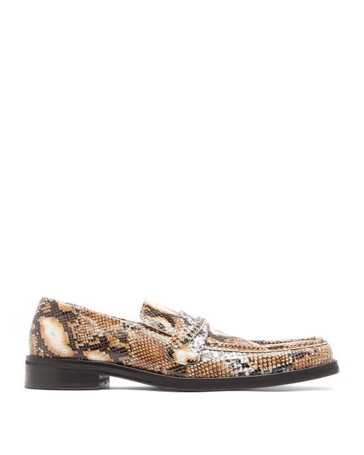 Martine Rose Python-effect Leather Penny Loafers Grey