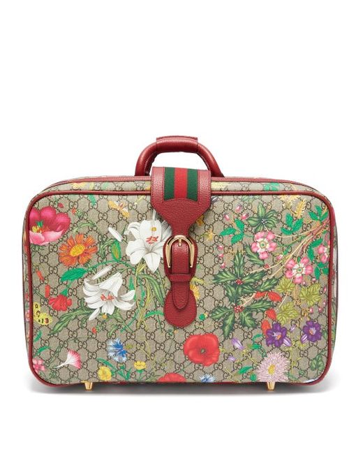 Gucci Gg Flora Coated-canvas And Leather Suitcase