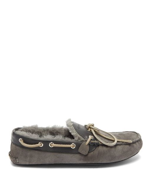 Quoddy Fireside Suede And Shearling Slippers