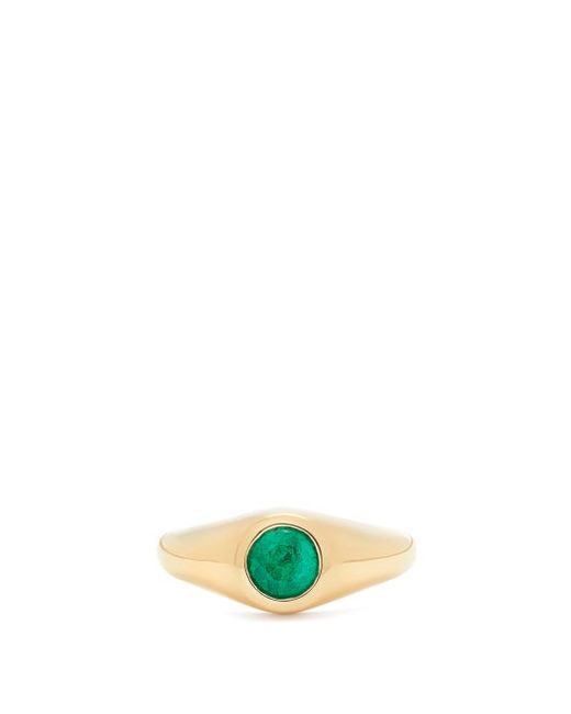 Lizzie Mandler Fine Jewelry Emerald 18kt Gold Signet Ring