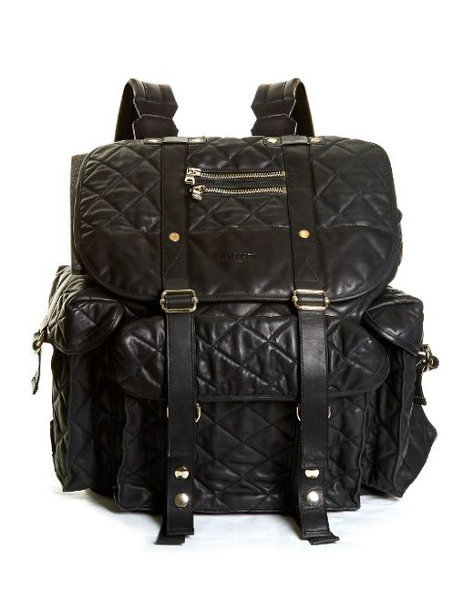Balmain Diamond-quilted leather backpack