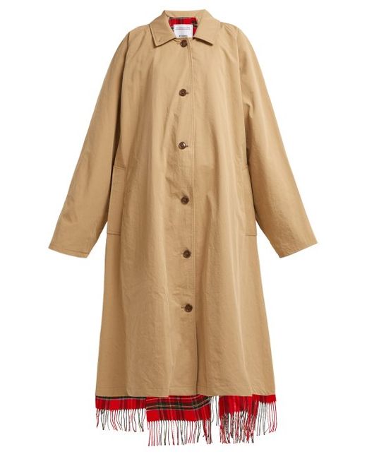 Vetements Reversible Checked Scarf Trench Coat Beige