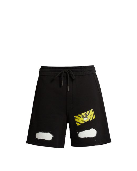 Off-White Spray-paint print cotton-jersey shorts
