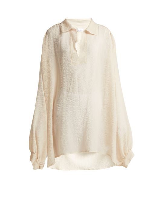 Raey Sheer silk-seersucker smock blouse
