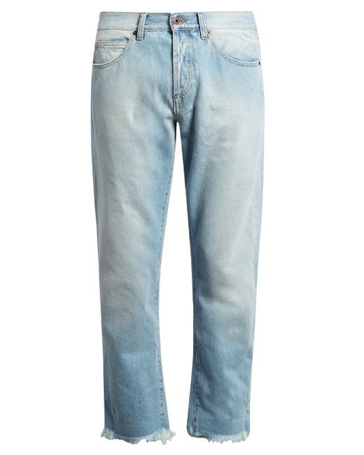 Off-White Frayed mid-rise cropped jeans