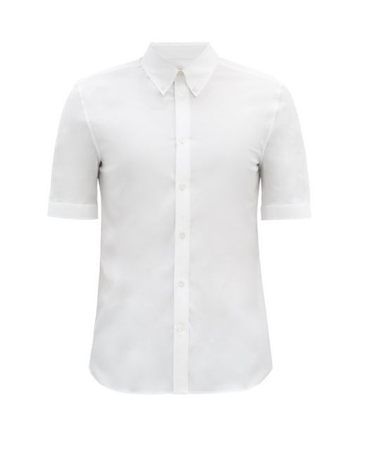 Alexander McQueen Short-sleeved Cotton-blend Poplin Shirt