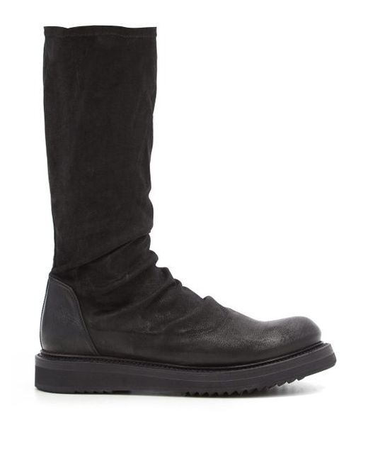 Rick Owens Stretch-suede And Leather Mid-calf Boots
