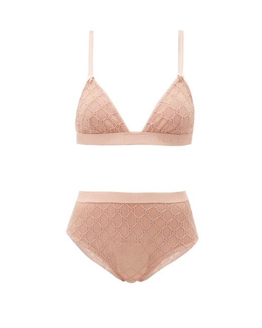 Gucci GG-jacquard Tulle Bra And High-rise Briefs