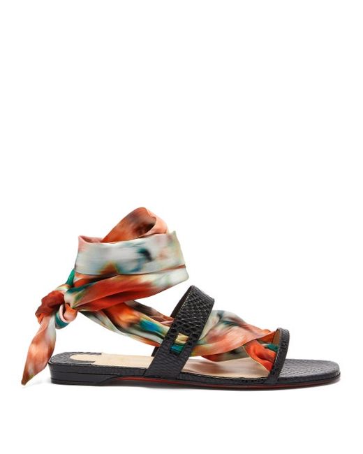 Christian Louboutin Foulard Cheville Scarf Leather Sandals
