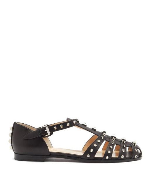Christian Louboutin Loubiclou Studded Caged Leather Sandals