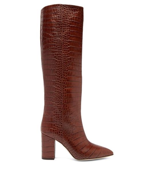 Paris Texas Knee-high Crocodile-effect Leather Boots