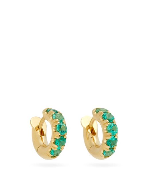 Spinelli Kilcollin Mini Macro Emerald 18kt Gold Huggie Earrings