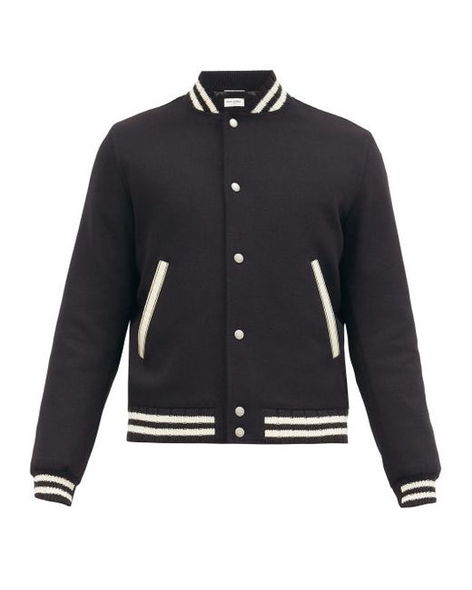 Saint Laurent Logo-print Wool-blend Varsity Jacket
