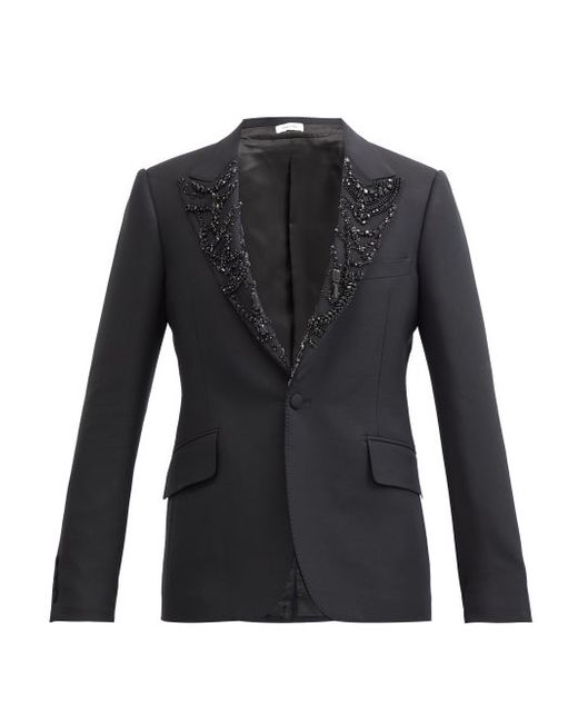 Alexander McQueen Crystal-embellished Wool-blend Tuxedo Jacket