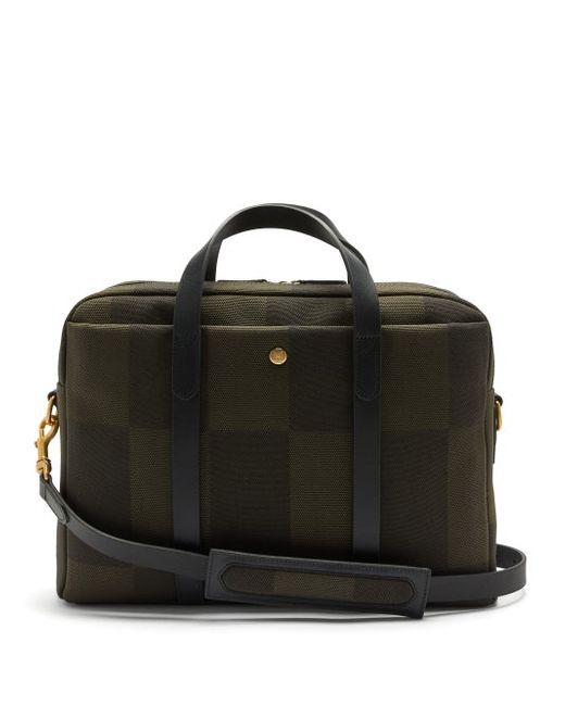 Mismo M/s Endeavour Checked Canvas Leather Briefcase