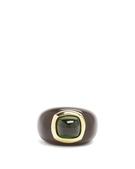 Rosa De La Cruz Emerald Ebony 18kt Gold Ring