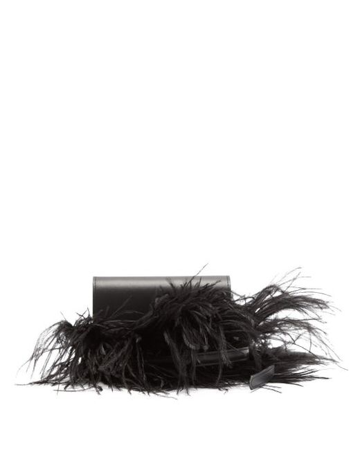 Marques'Almeida Feather-trimmed Leather Belt Bag
