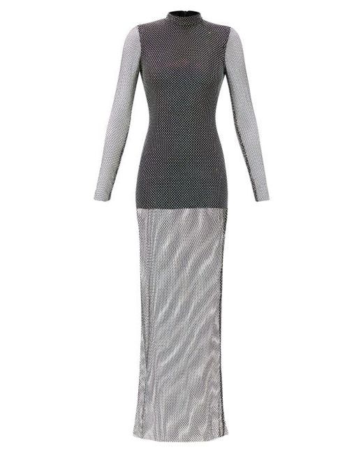 David Koma Open-back Crystal-embellished Mesh Maxi Dress