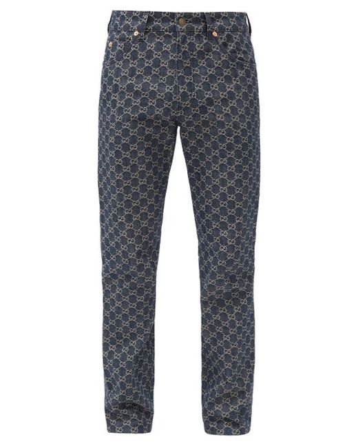 Gucci Eco-washed Gg-jacquard Straight-leg Jeans