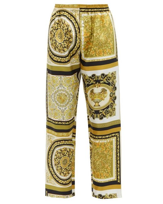 Versace Baroque-print Silk-twill Pyjama Bottoms