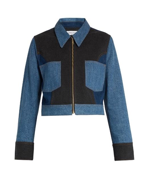 Sonia Rykiel Point-collar patchwork cotton-blend denim jacket