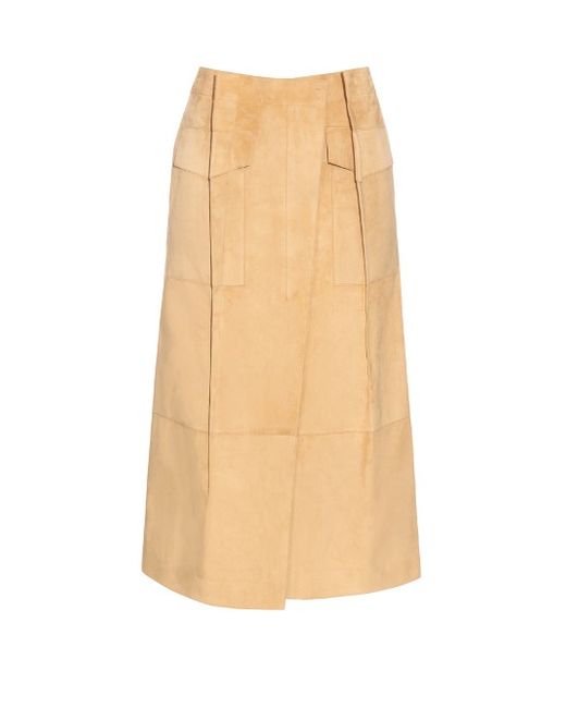 Loewe Pleat-front suede skirt